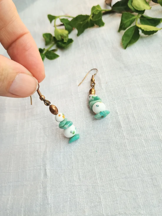 🌊 COASTAL GRANDMOTHER 🌊 TRU VTG 70s - 80s Artisan Crafted earrings, bohemian - Picture 6 of 9